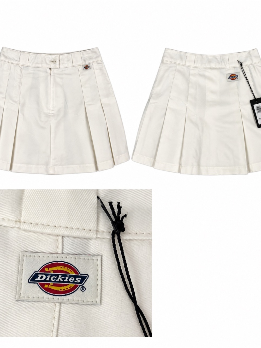 Dickies Cream Pleated Mini Skirt